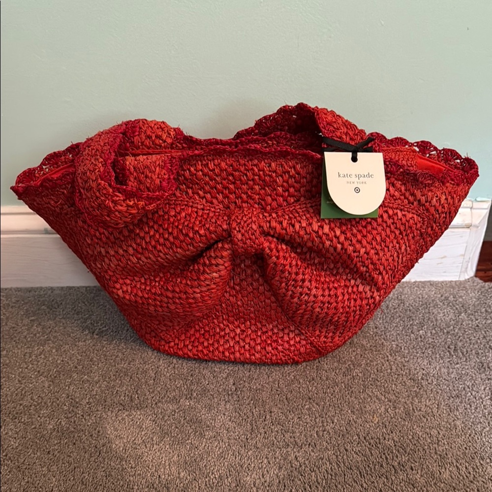 Kate Spade Red Textured Tote Bag